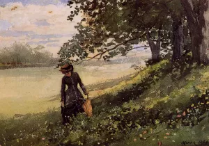 Young Woman with a Parasol by Winslow Homer - Oil Painting Reproduction