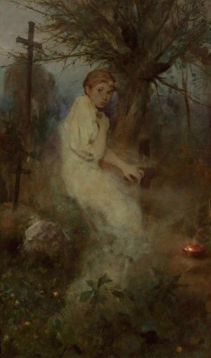 All Souls' Day by Witold Pruszkowski Oil Painting