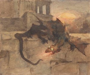 Dragon by Witold Pruszkowski Oil Painting