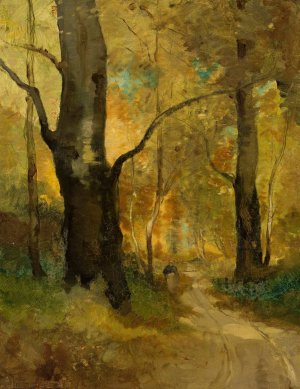Forest in autumn by Witold Pruszkowski Oil Painting