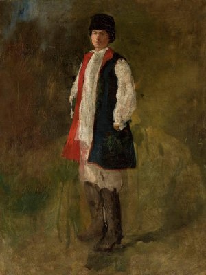 Peasant in the “sukmana” overcoat by Witold Pruszkowski Oil Painting