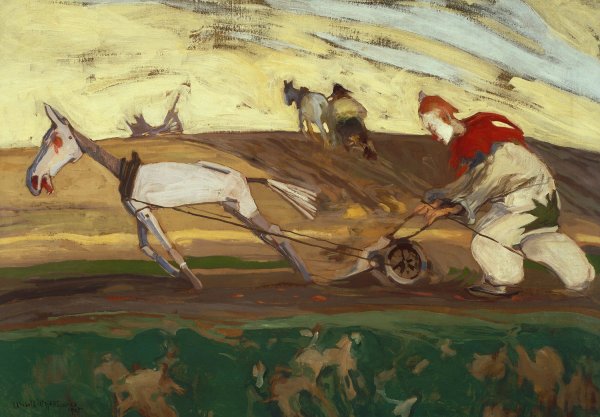 Main Product Photo of Ploughing  Painting by Witold Wojtkiewicz