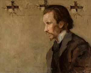 Portrait of Zygmunt Skirgiello, musician by Witold Wojtkiewicz Oil Painting