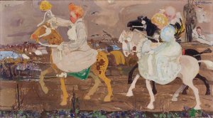 Procession, from the series 'Children's Poses' by Witold Wojtkiewicz Oil Painting