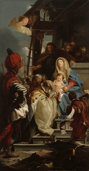 Oriental Sages Bowing To Christ  by Wladimir Swertschkoff - Hand-Painted Oil Painting Reproduction