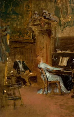 Concert in the living-room, sketch by Wladyslaw Czachorski Oil Painting