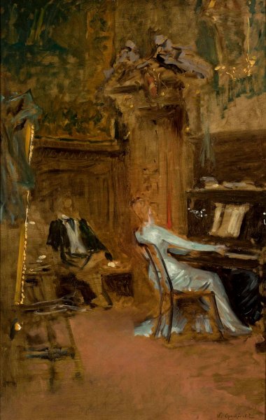 Concert in the living-room, sketch by Wladyslaw Czachorski - Hand-Painted Oil Painting Reproduction