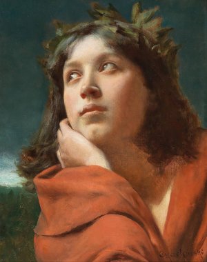 Portrait Of A Girl With Laurel Wreath by Wladyslaw Czachorski Oil Painting