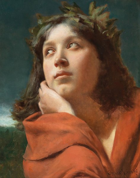 Main Product Photo of Portrait Of A Girl With Laurel Wreath Painting by Wladyslaw Czachorski