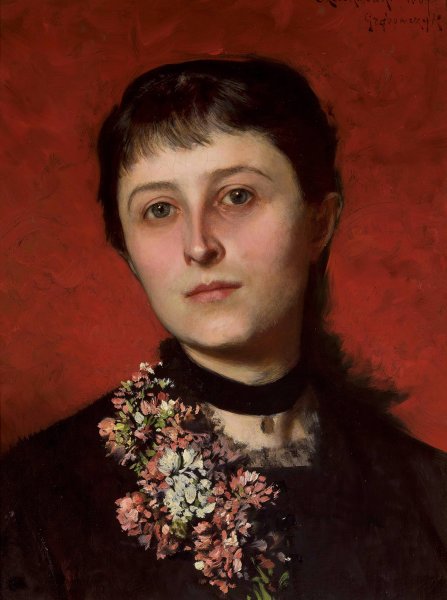 Portrait Of Maria Godlewska Nee Popiel  by Wladyslaw Czachorski - Hand-Painted Oil Painting Reproduction