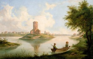 View from Kruszwica by Wladyslaw Heliodor Guminski Oil Painting