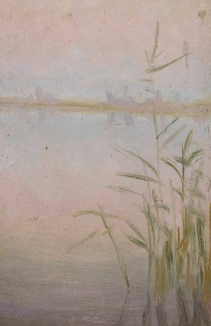 Reeds at the Lake by Wladyslaw Ostrowski Oil Painting