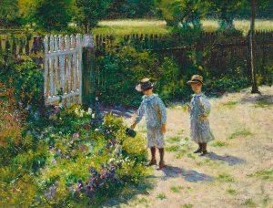 Children in the garden by Wladyslaw Podkowinski Oil Painting