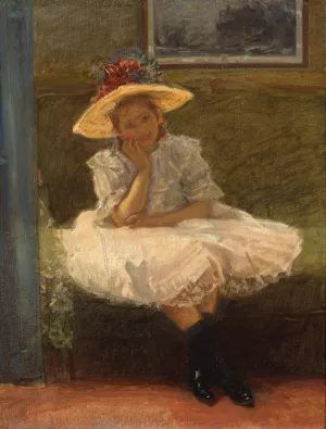 Girl in a hat by Wladyslaw Podkowinski Oil Painting