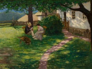 In the garden by Wladyslaw Podkowinski Oil Painting