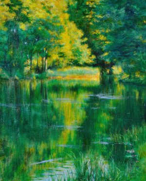 Lake in a park by Wladyslaw Podkowinski Oil Painting