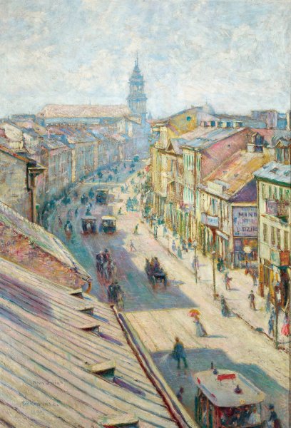 Nowy Swiat Street in Warsaw on a summer day  by Wladyslaw Podkowinski - Hand-Painted Oil Painting Reproduction