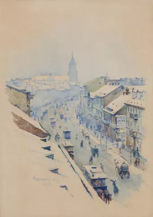 Widok na Nowy Swiat w Warszawie zima by Wladyslaw Podkowinski Oil Painting