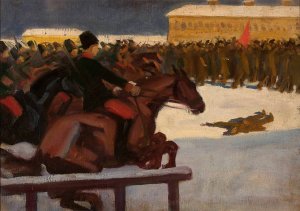 Street demonstration in 1905 by Wladyslaw Skoczylas Oil Painting