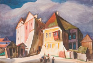 Widok Kazimierza nad Wisla by Wladyslaw Skoczylas Oil Painting