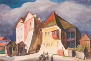 Widok Kazimierza nad Wisla by Wladyslaw Skoczylas Widok Kazimierza nad Wisla Oil painting by Wladyslaw Skoczylas