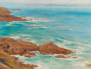 A Coastal Landscape by Wladyslaw Slewinski Oil Painting
