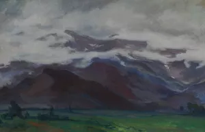 Clouds over flatland below the Tatra Mountains Oil painting by Wladyslaw Slewinski