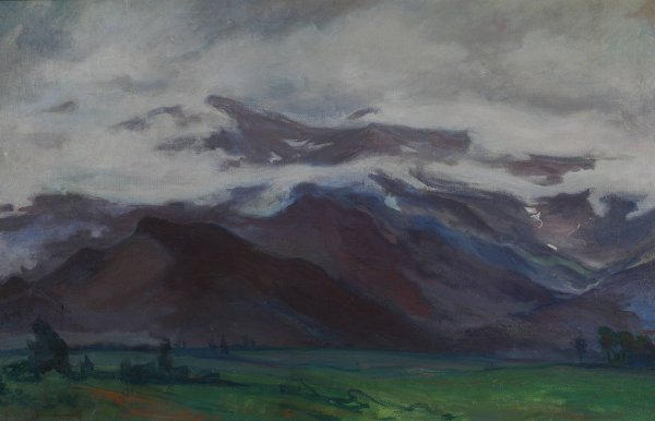 Clouds over flatland below the Tatra Mountains  by Wladyslaw Slewinski - Hand-Painted Oil Painting Reproduction