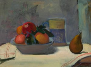 Compote with four apples by Wladyslaw Slewinski Oil Painting