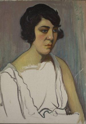 Head of a brunette by Wladyslaw Slewinski Oil Painting