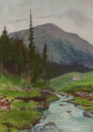 Mountain landscape by Wladyslaw Slewinski Oil Painting