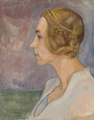 Profile of a young woman by Wladyslaw Slewinski Oil Painting