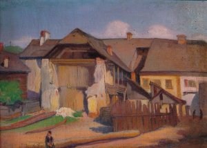 Wall fragment and a boy by Wladyslaw Slewinski Oil Painting