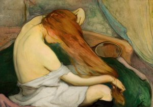 Woman Combing Her Hair by Wladyslaw Slewinski Oil Painting