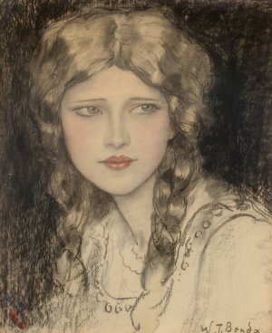Girl with Braids by Wladyslaw Theodore Benda Oil Painting