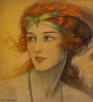 Glamour in Red by Wladyslaw Theodore Benda Oil Painting