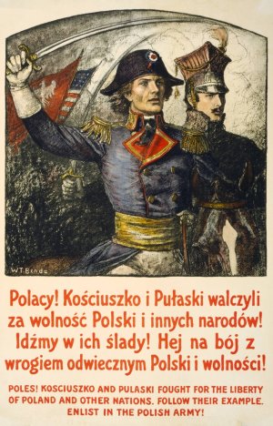 Poles! Kosciuszko and Pulaski fought for the liberty of Poland and other nations-Follow their example-Enlist in the Polish Army! by Wladyslaw Theodore Benda Oil Painting