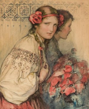 Poppy Girl by Wladyslaw Theodore Benda Oil Painting