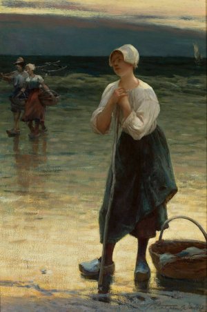 Breton fisherwoman by Wladyslaw Wankie Oil Painting