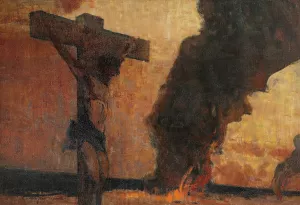 Christ on the Cross Oil painting by Wladyslaw Wankie