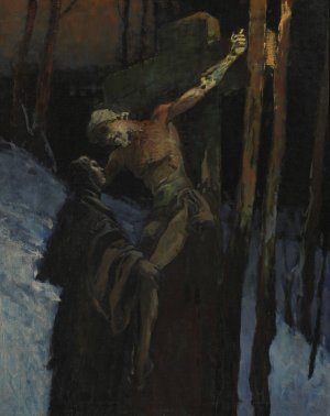 Christ on the Cross by Wladyslaw Wankie Oil Painting