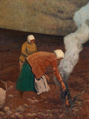 Harvesting potatoes by Wladyslaw Wankie Oil Painting