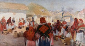 Blessing of Easter Food by Wlodzimierz Tetmajer Oil Painting