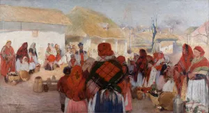 Blessing of Easter Food by Wlodzimierz Tetmajer Oil Painting