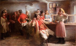 Courtship by Wlodzimierz Tetmajer Oil Painting