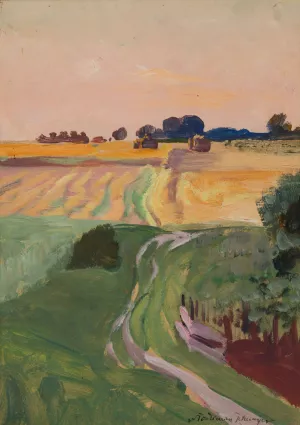 Fields and Cereals Studies by Wlodzimierz Tetmajer Oil Painting