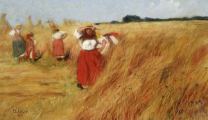 Harvest by Wlodzimierz Tetmajer Oil Painting