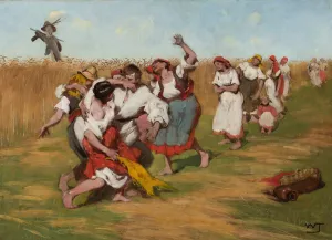 Harvest Oil painting by Wlodzimierz Tetmajer