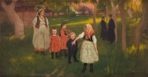 The Artist's Family by Wlodzimierz Tetmajer Oil Painting