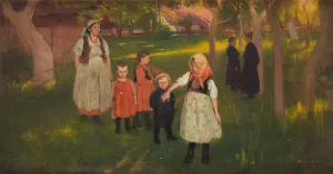 The Artist's Family by Wlodzimierz Tetmajer Oil Painting